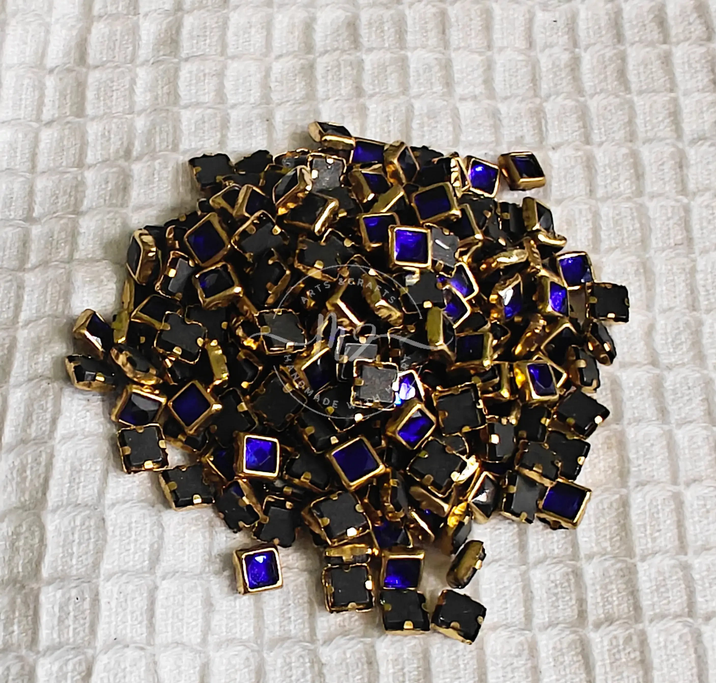 Glossy Square (4 x 4) Kundan - Dark Blue