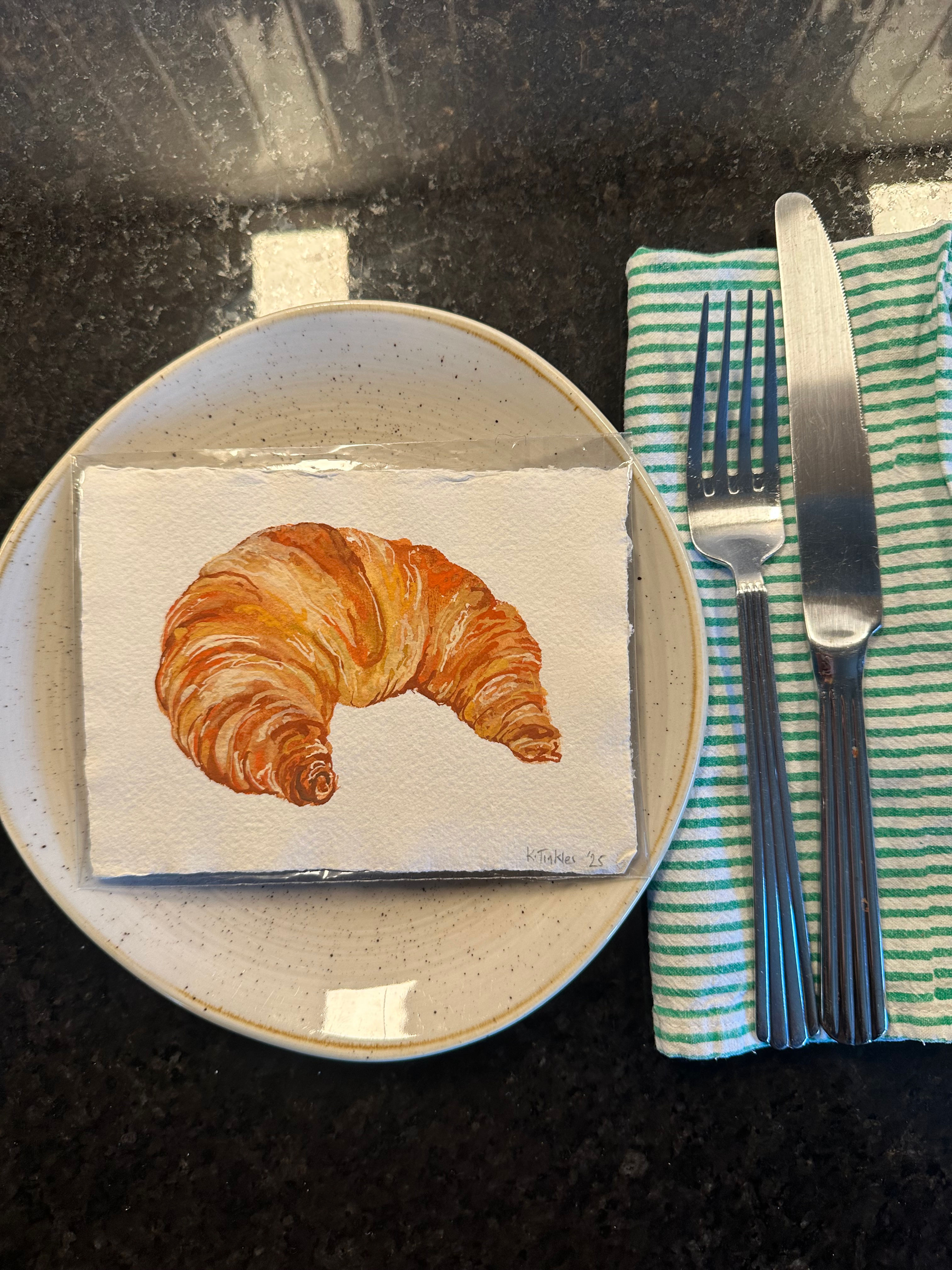 Croissant Original Gouache Painting - One of a kind!