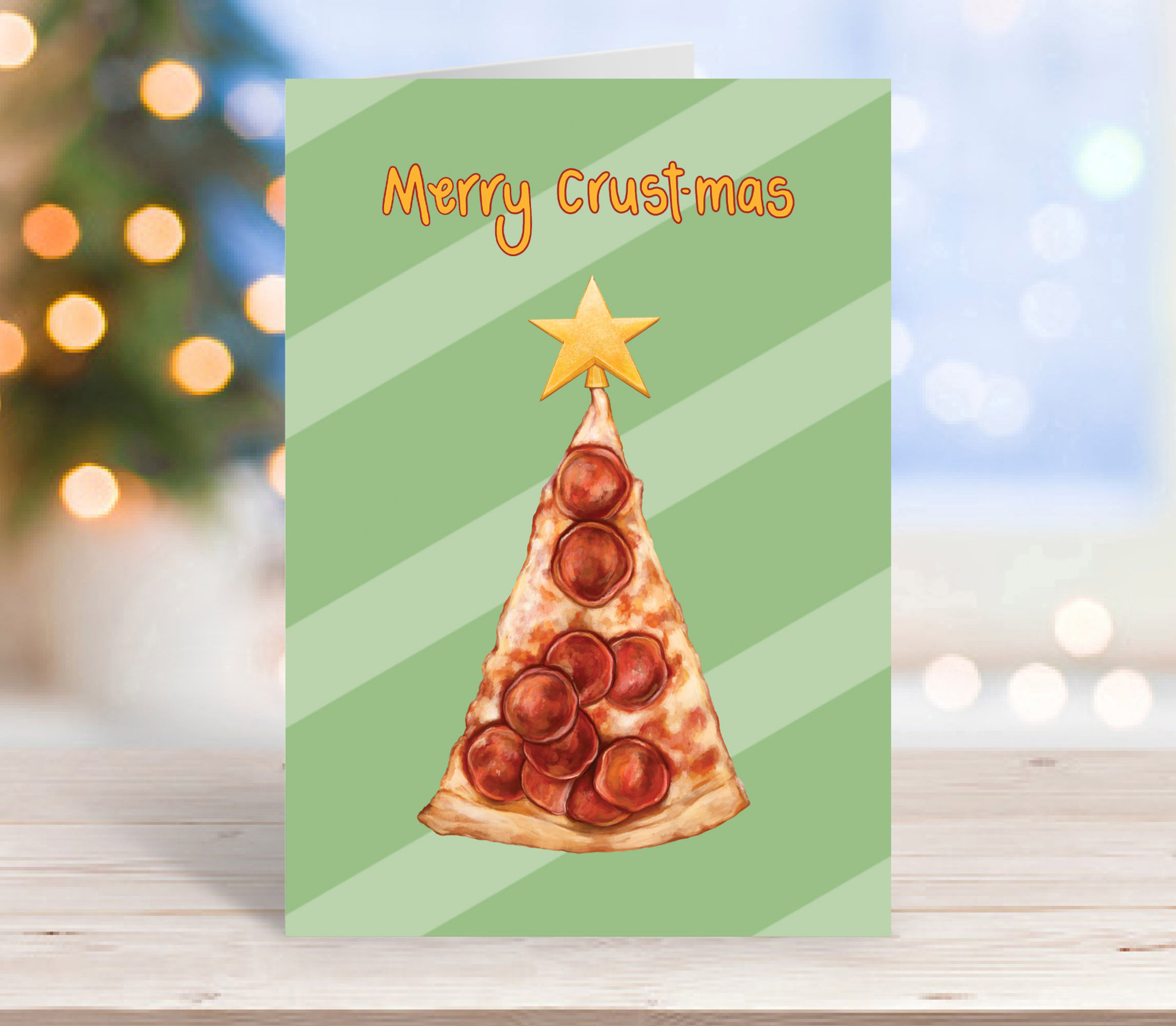Merry Crustmas - Pizza Themed Christmas Card