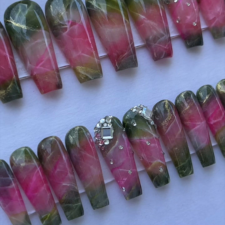 Thumbnail: Watermelon Tourmaline | Made to order - Acrylic Press-Ons