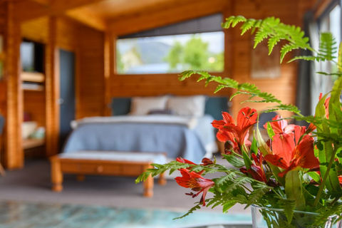 Photo By Ribbonwood Retreat Holiday Rental Cottage Master Bedroom Near Franz Josef Glacier West Coast New Zealand