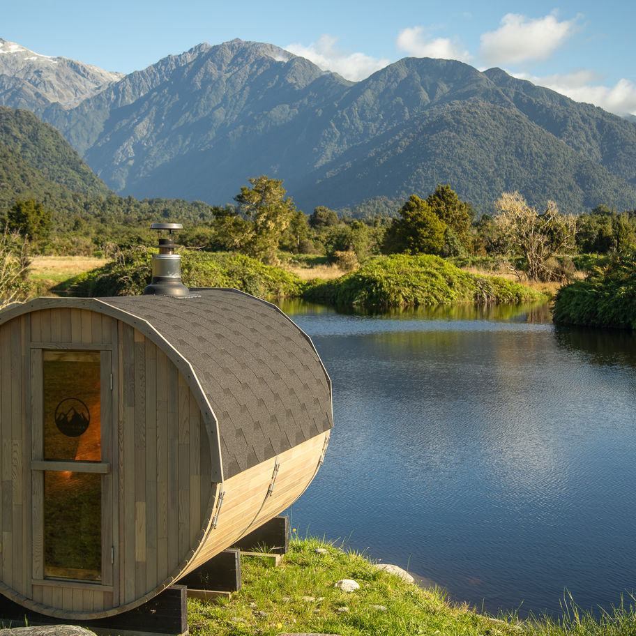 Barrel Sauna On Edge Of Lake