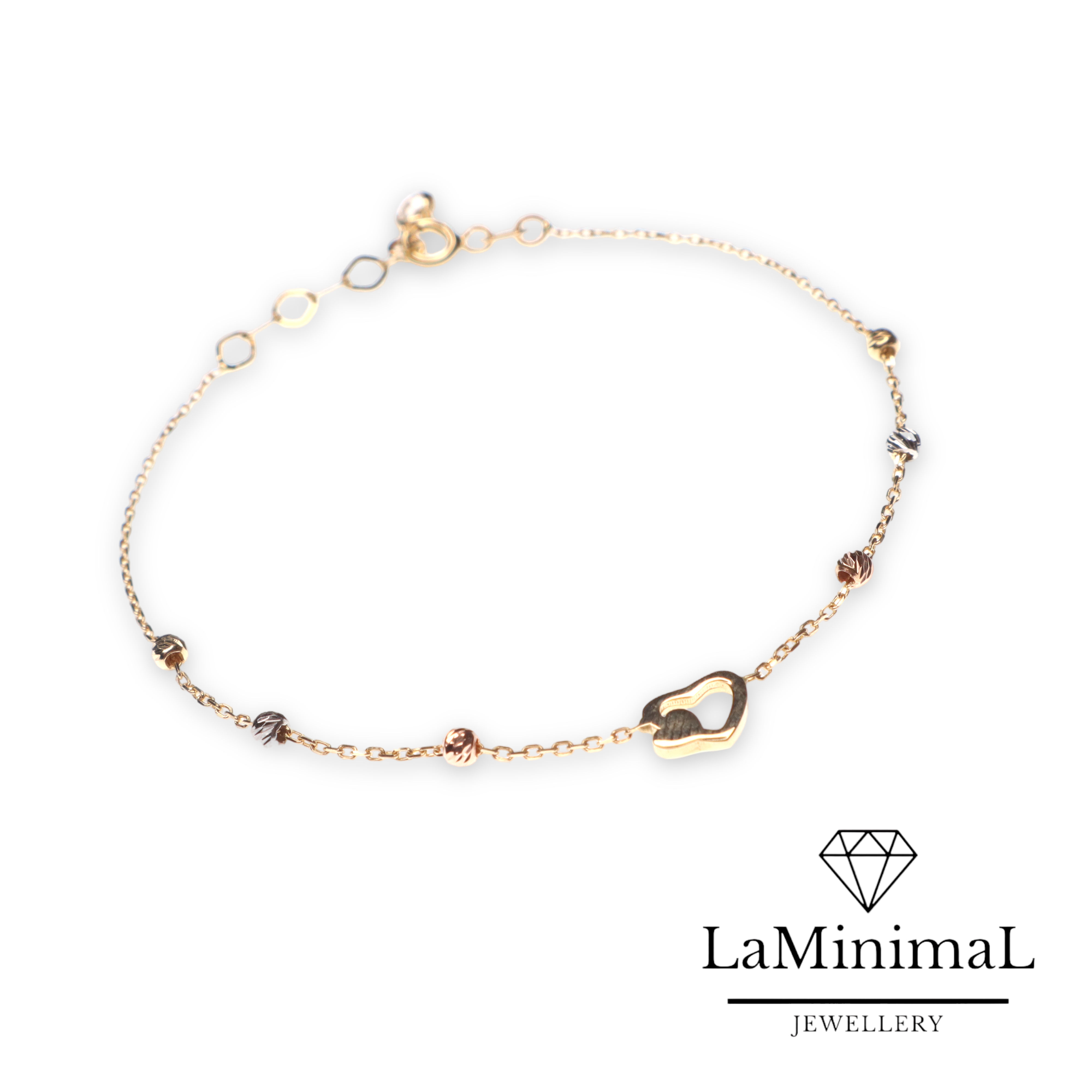 İkili Kalp Bileklik 14 Ayar Altın