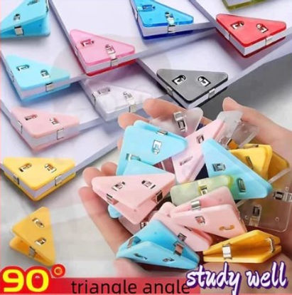 Portable Colorful Binder Clip Paper Clip Transparent Triangle Clip School Supplies Station