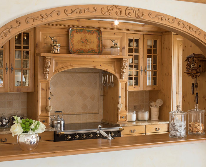 Jennie Schmid Design, Interior Design, Designer, Switzerland, Crans Montana, Chalet Montesano, Swiss Alps, Portfolio, Ski Resort, Kitchen, Custom made Kitchen cabinets, oven by La Canche