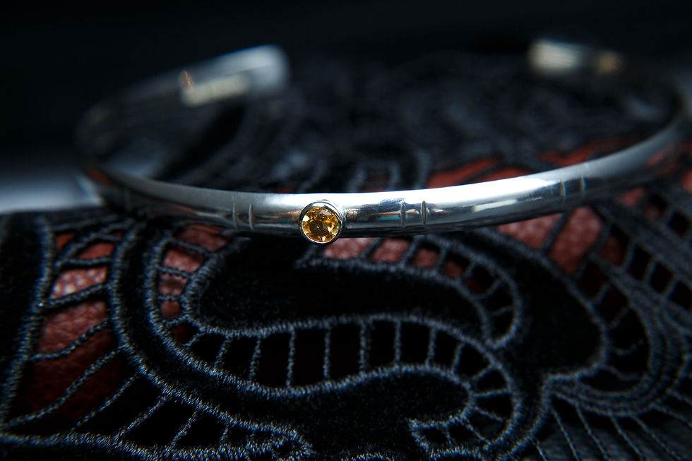 Thumbnail: Ksandra. Single band minimalist solid Sterling Silver Choker with Gemstone