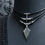Thumbnail: Kiki. Tribal 3 layered black leather, Sterling Silver arrow choker and pendant.