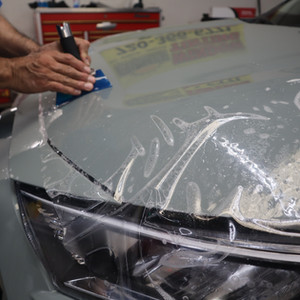 installing a partial ppf on the hood of a rav4