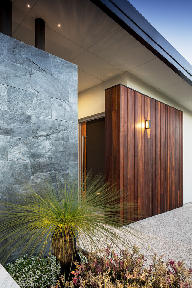 wooden and stone home entrance