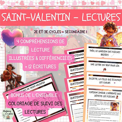 Ensemble | Compréhensions de lecture Saint-Valentin 2e et 3e cycles | Récits avec 3 niveaux différenciés
