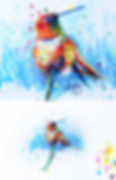 Résultat final - Oiseau coloré sur fond bleu - Cynthia Dormeyer
