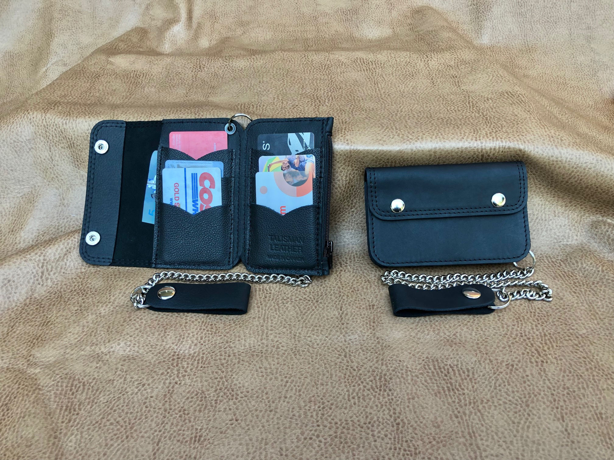5.5" Handmade Leather Wallet with Chain / 305-C