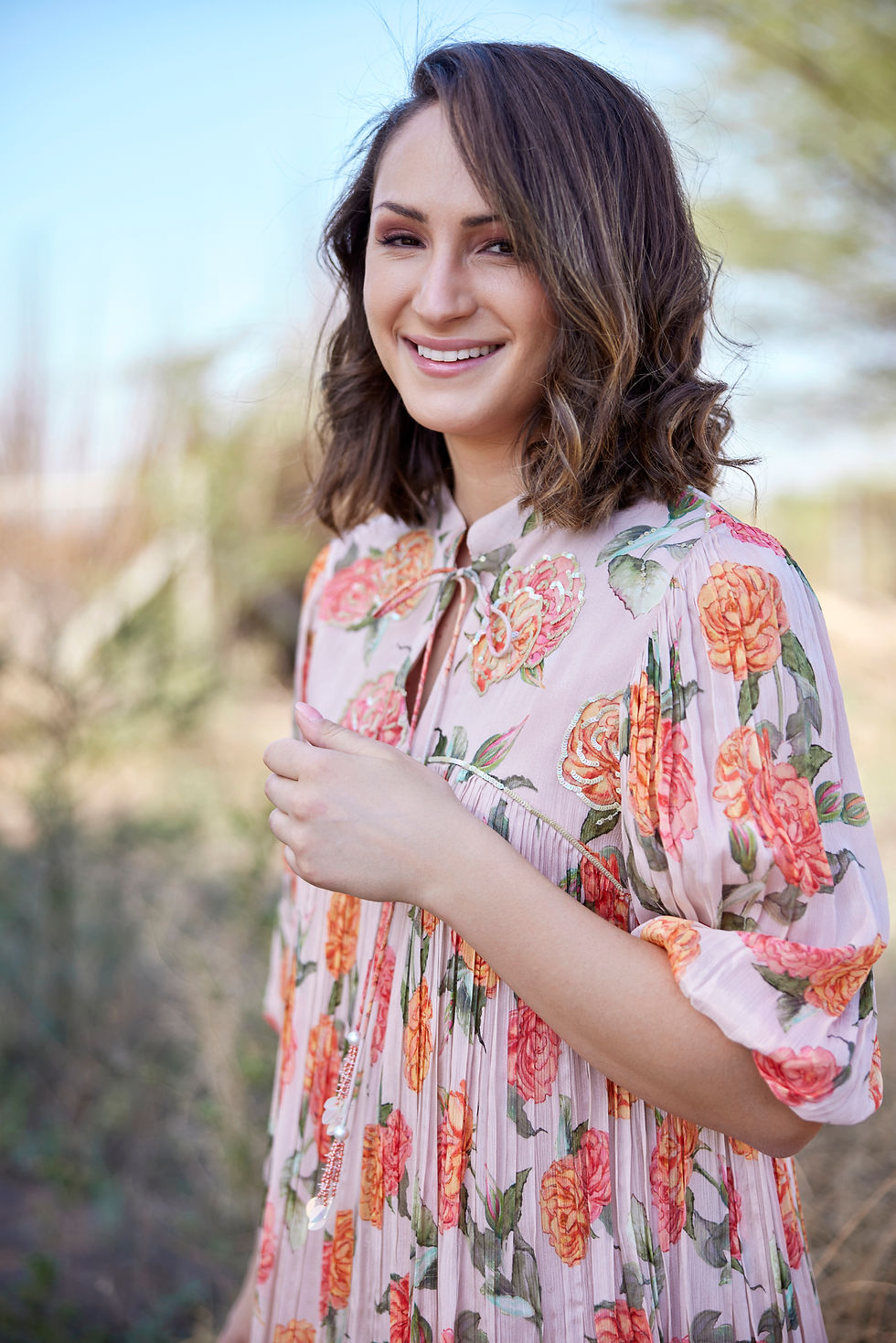 Thumbnail: Beige Floral printed dress