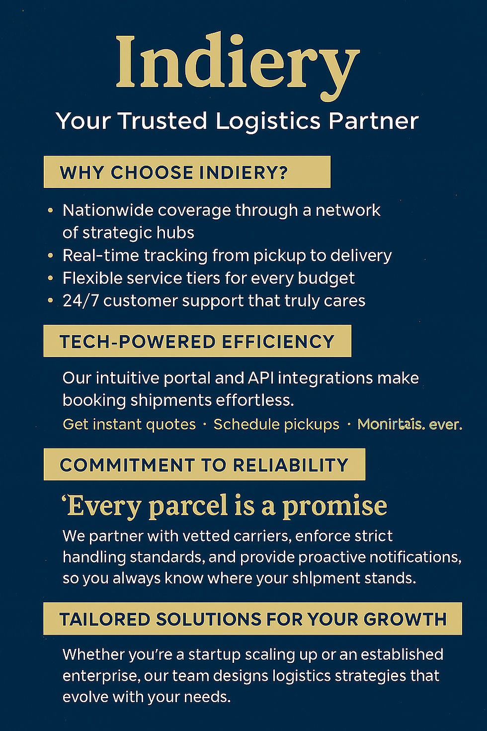 Indiery: Your Trusted Logistics Partner