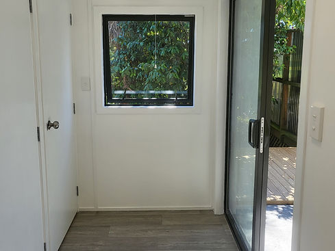 Interior cabin space showing access layout and natural light