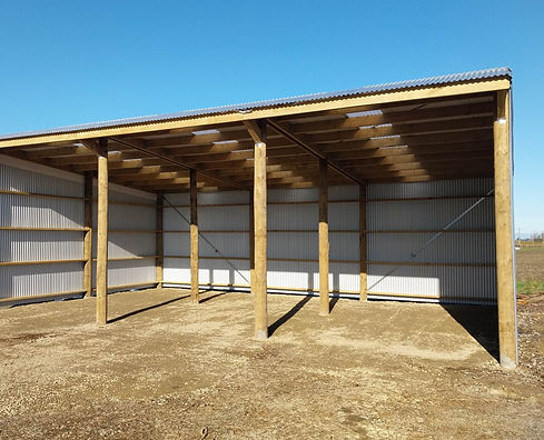 Timber pole shed in Tasman used for farm machinery