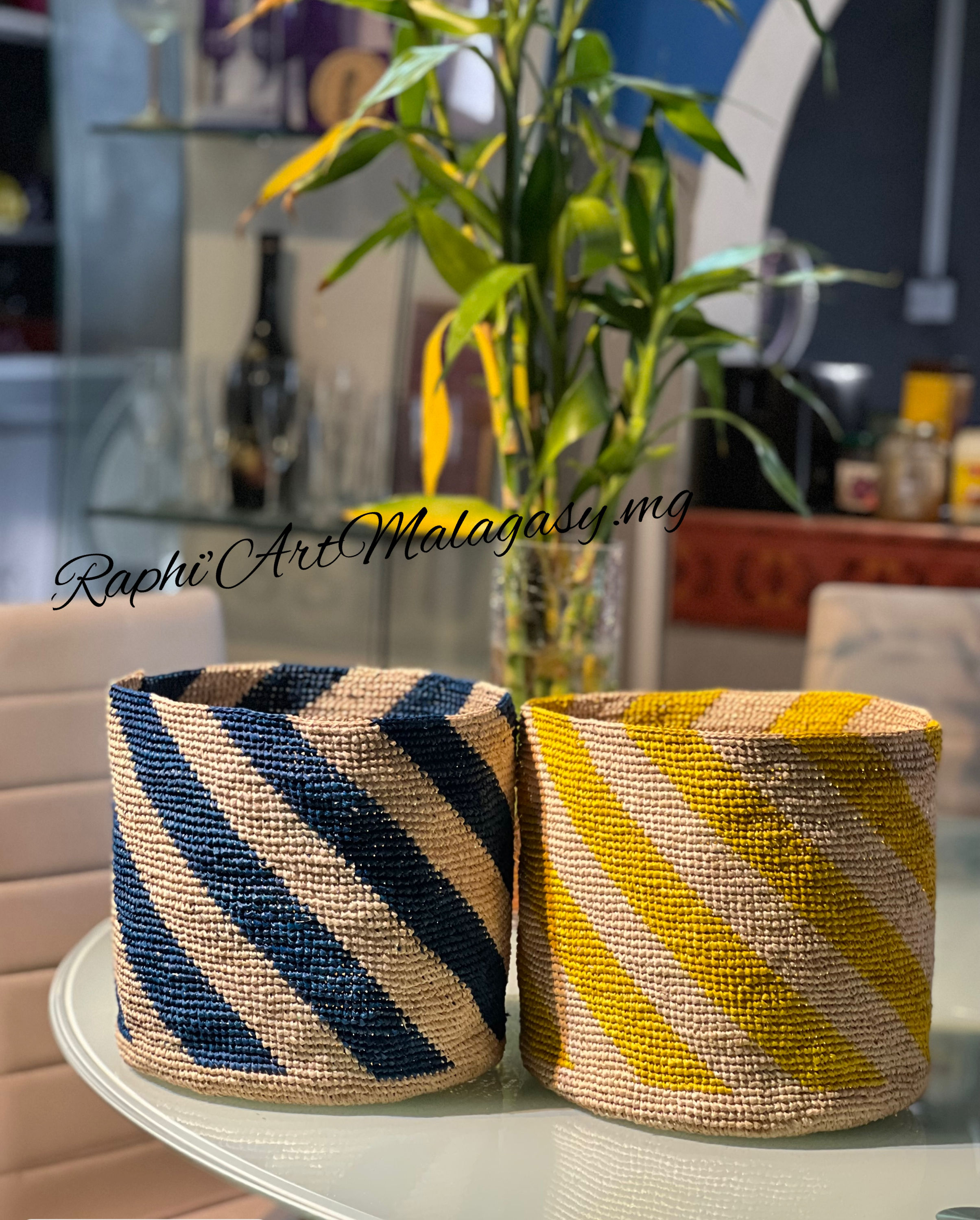 Cache-pot crochet Raphia ( raffia crochet planter)