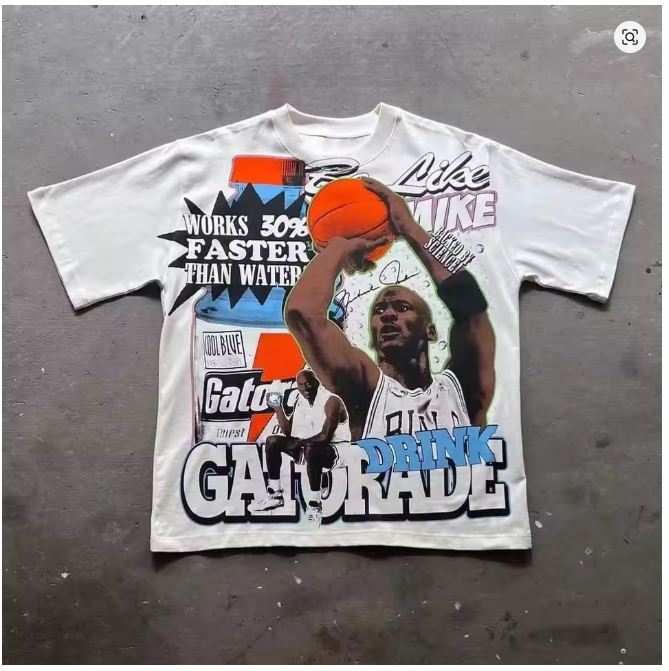 Men's Cotton T-Shirt with Michael Jordan Gatorade Print – Summer 2025