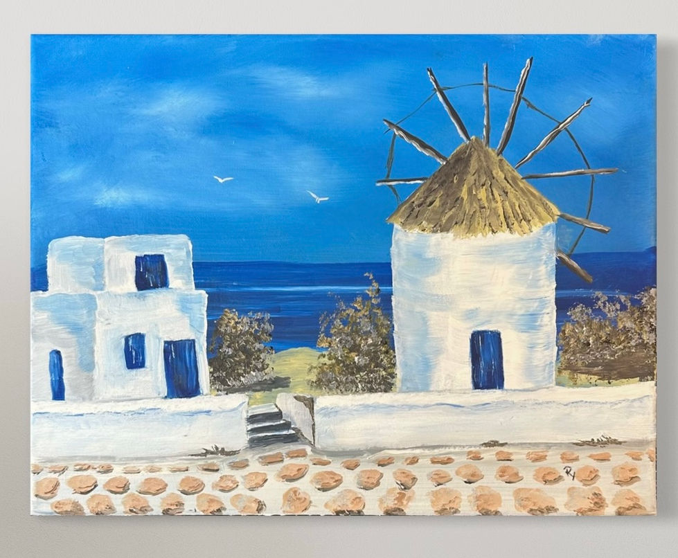 Original oil, Windmills Mykonos