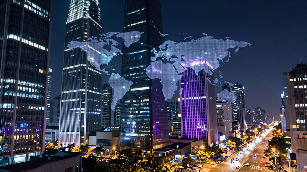 Global IT recruitment network above city