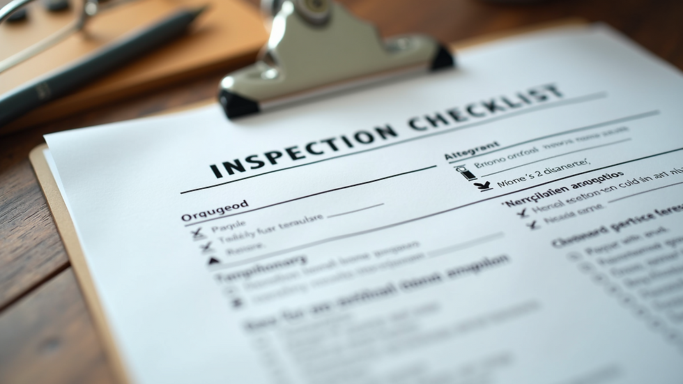 Close-up view of a home inspection report and checklist