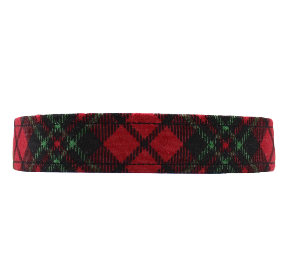 Thumbnail: Red & Green Plaid Dog Collar Front View