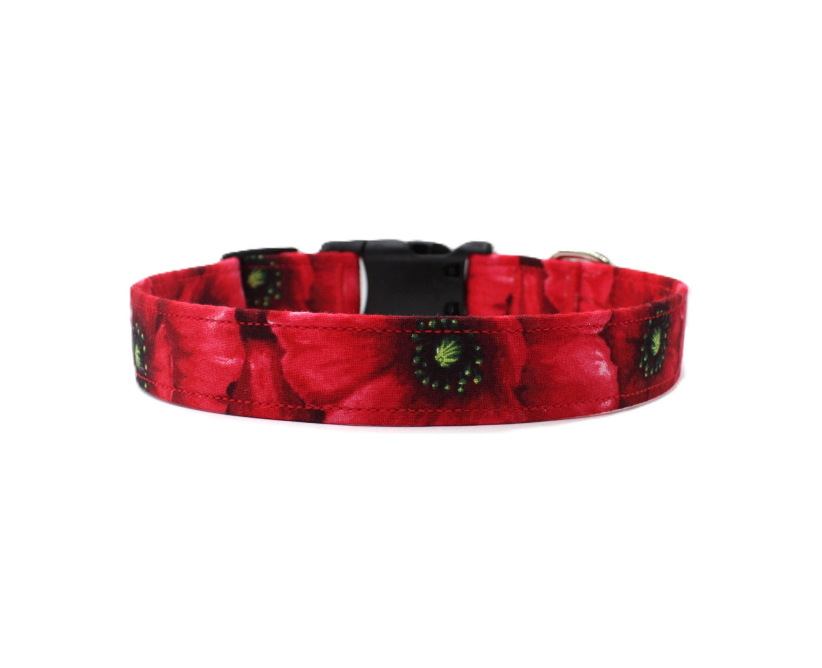 Red Poppy Dog Collar showing the front view