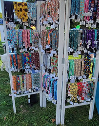 Variety of dog collars at vendor event