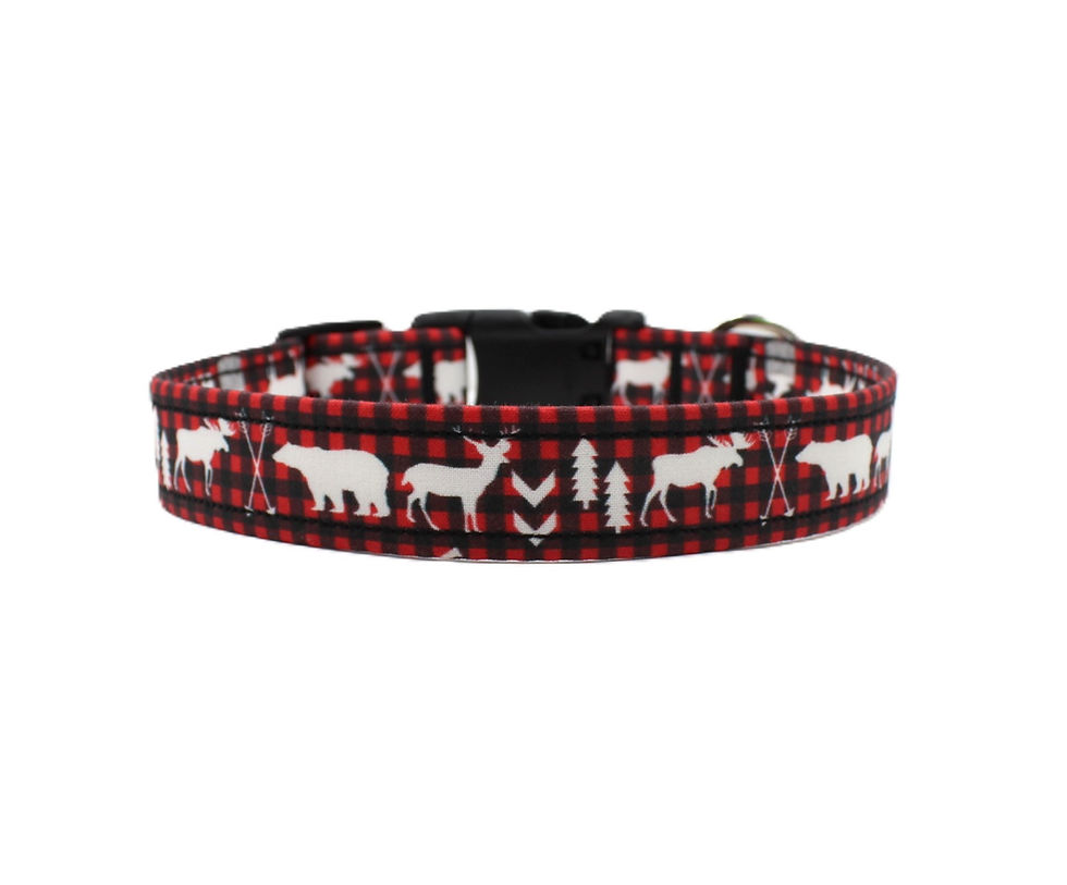 Thumbnail: Woodland Plaid Dog Collar Front View