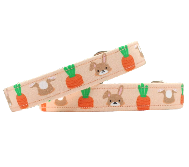 Thumbnail: Bunny & Carrots Easter Dog Collar width options