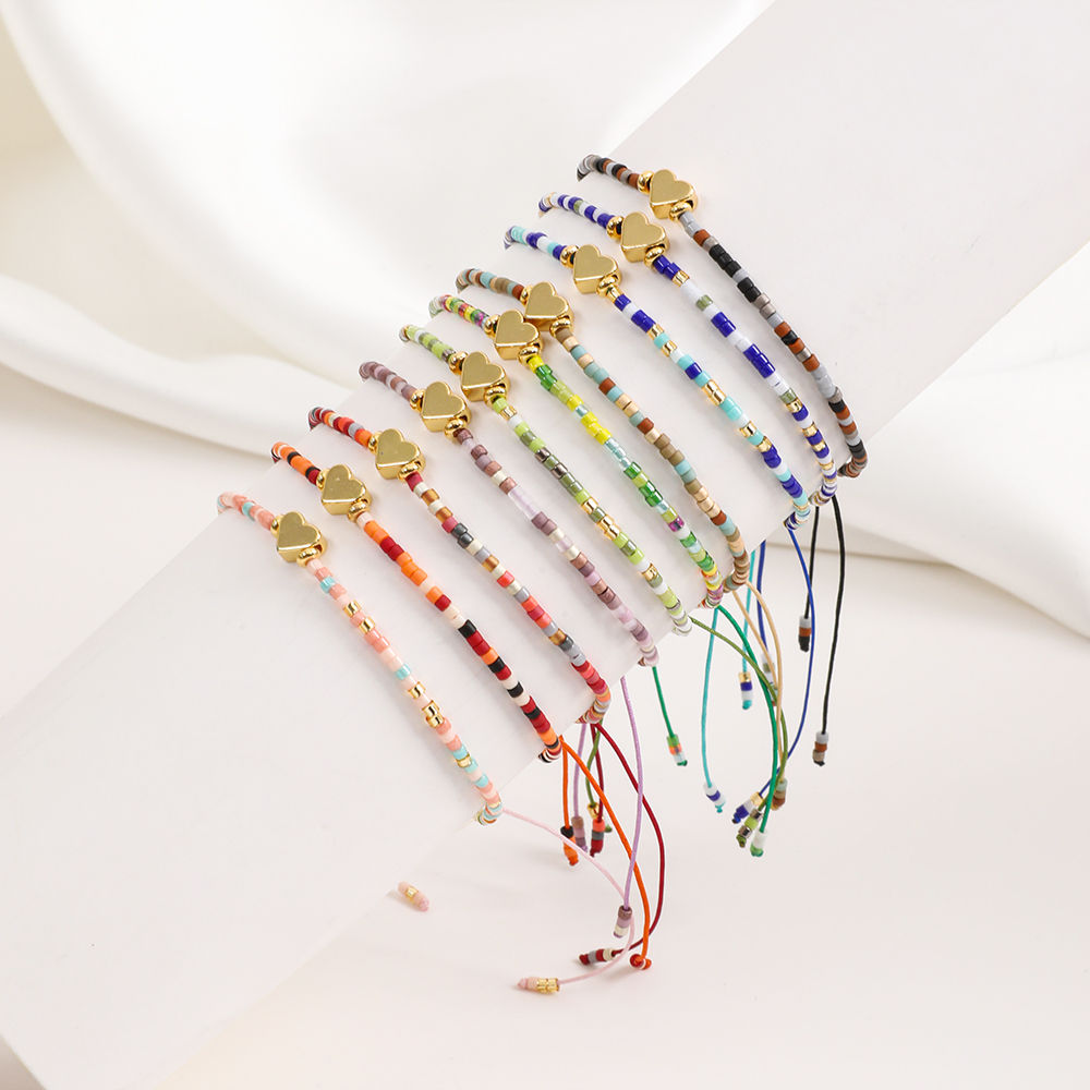 Minimalist Miyuki Bead Jewelry Dainty Heart Bracelets For Women Multicolor Color