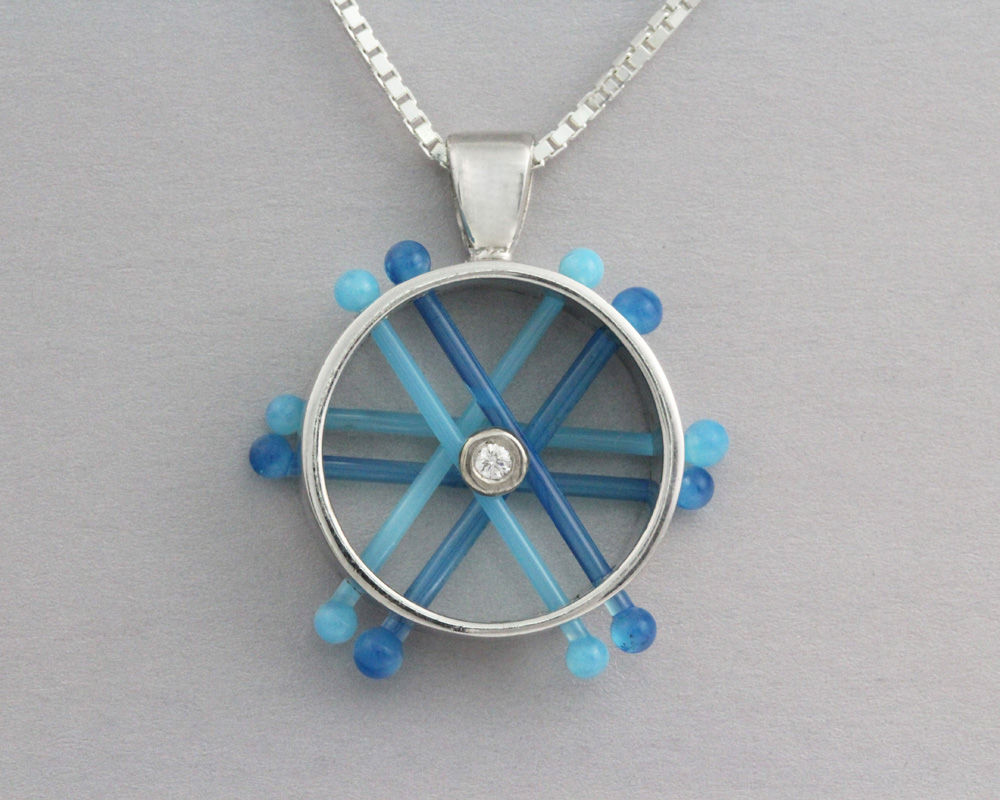 Glass Wheel Pendant with Diamond
