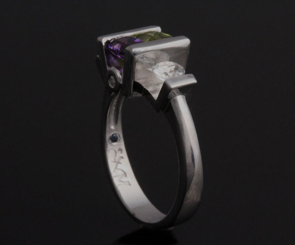 Thumbnail: Dual Amethyst and Peridot Ring