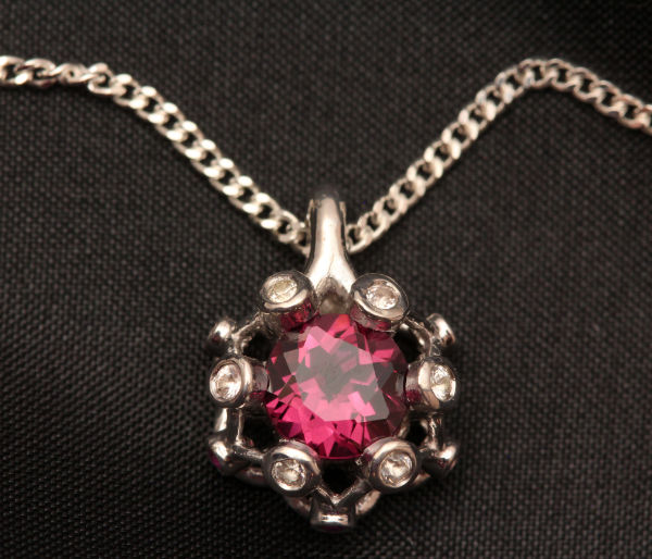 Thumbnail: Rhodolite Garnet and Sapphire Cluster Pendant