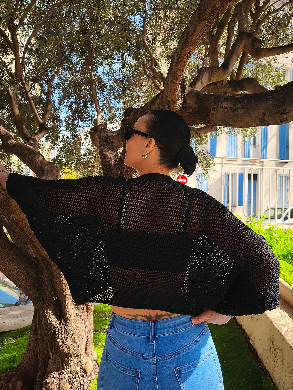 Miniature : Top maille ajouré noir.