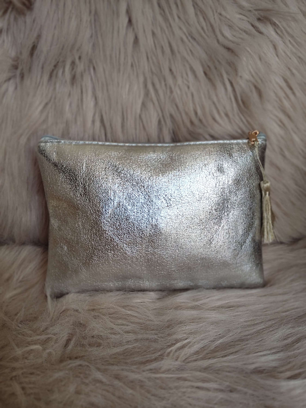 Miniature : Pochette "amour,chance, bonheur" argent 