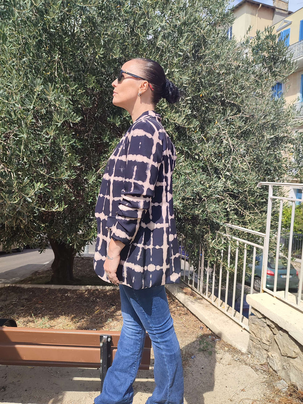 Miniature : Blazer effet carreau noir et beige 