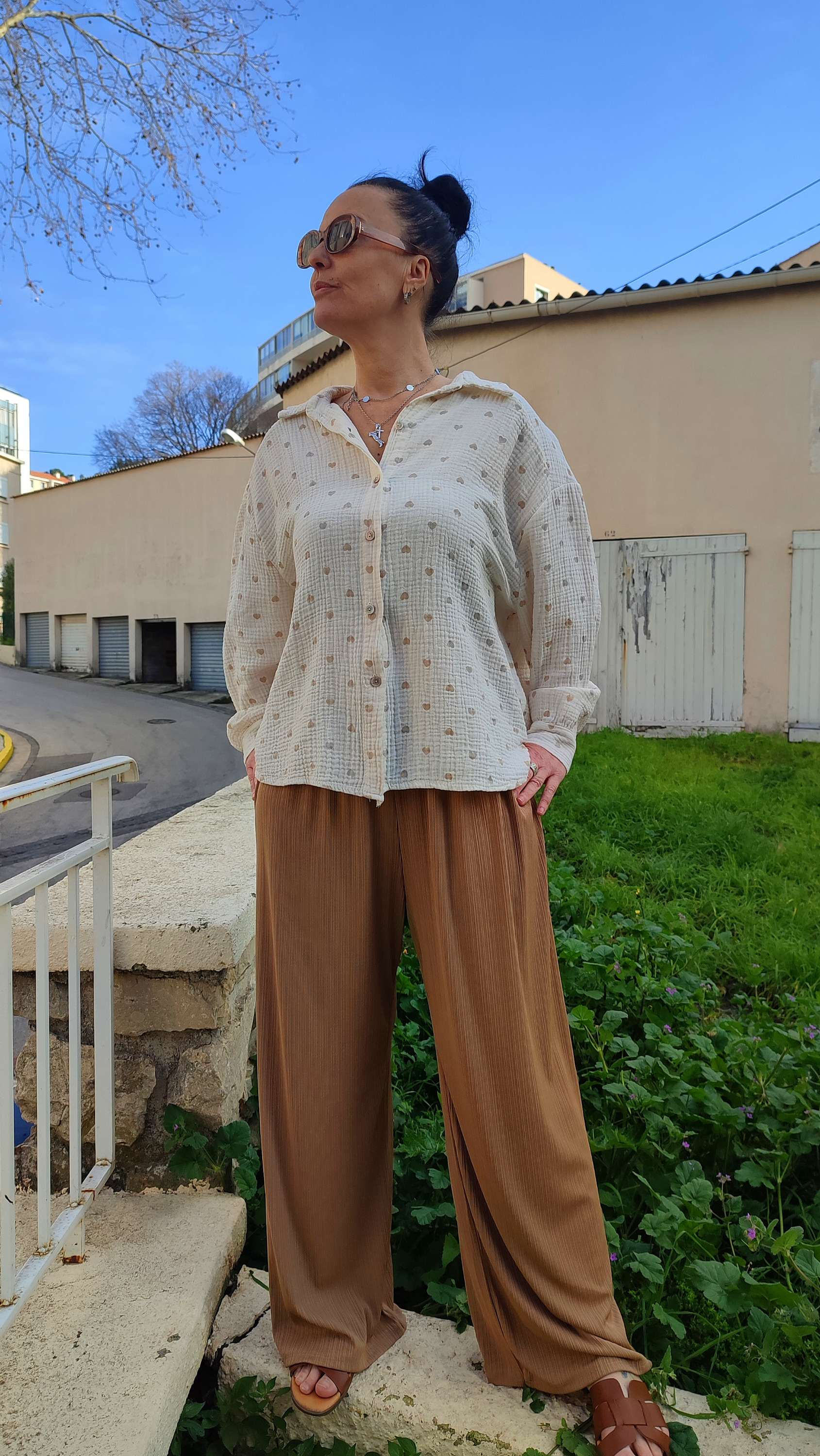 Pantalon fluide camel