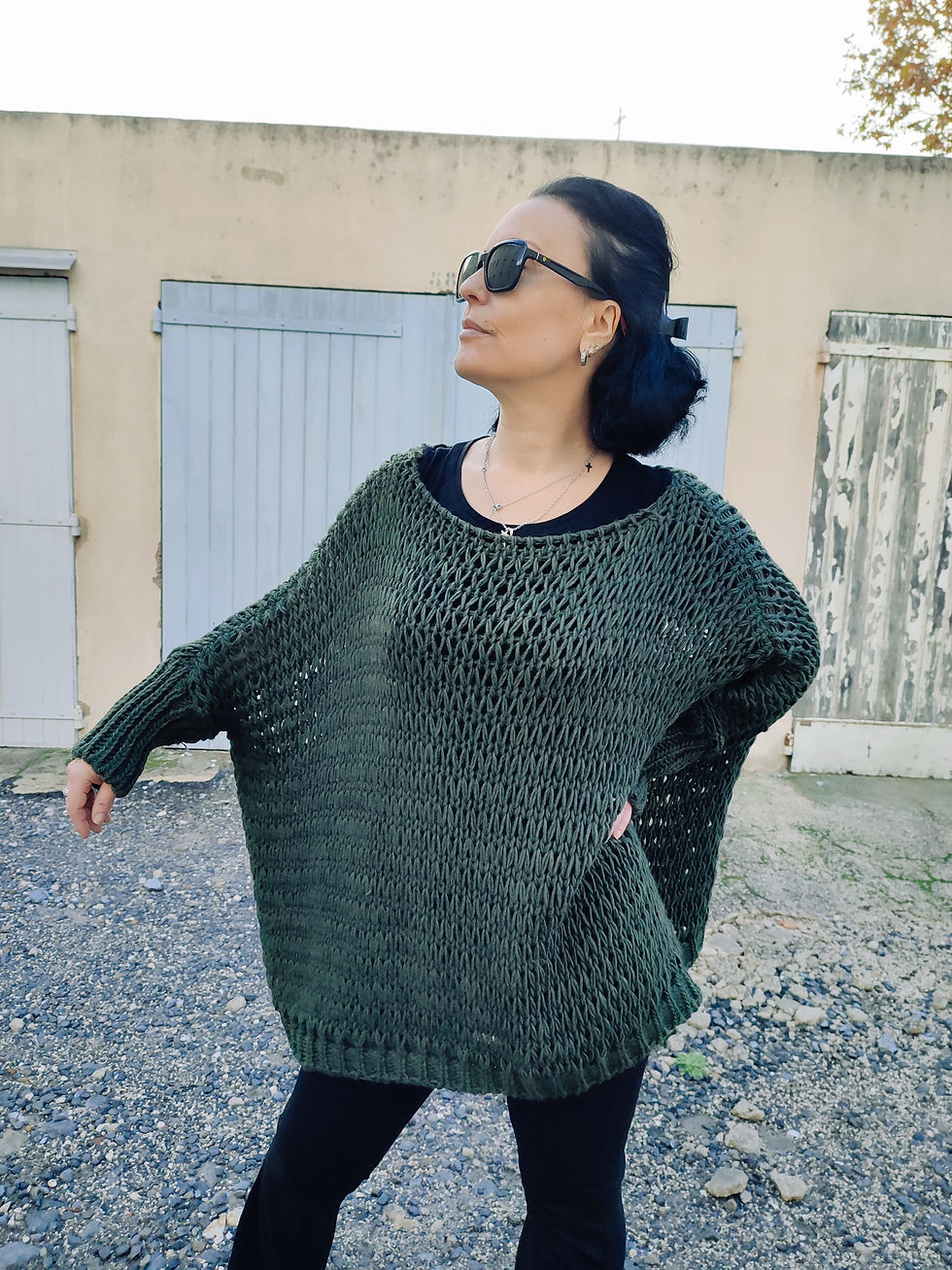 Miniature : Pull grosse maille kaki