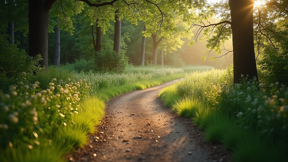 High angle view of a peaceful nature trail symbolizing mental clarity