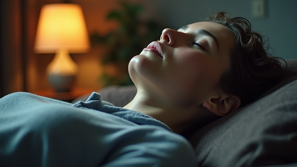 Close-up view of a hypnosis session with a person lying relaxed on a couch