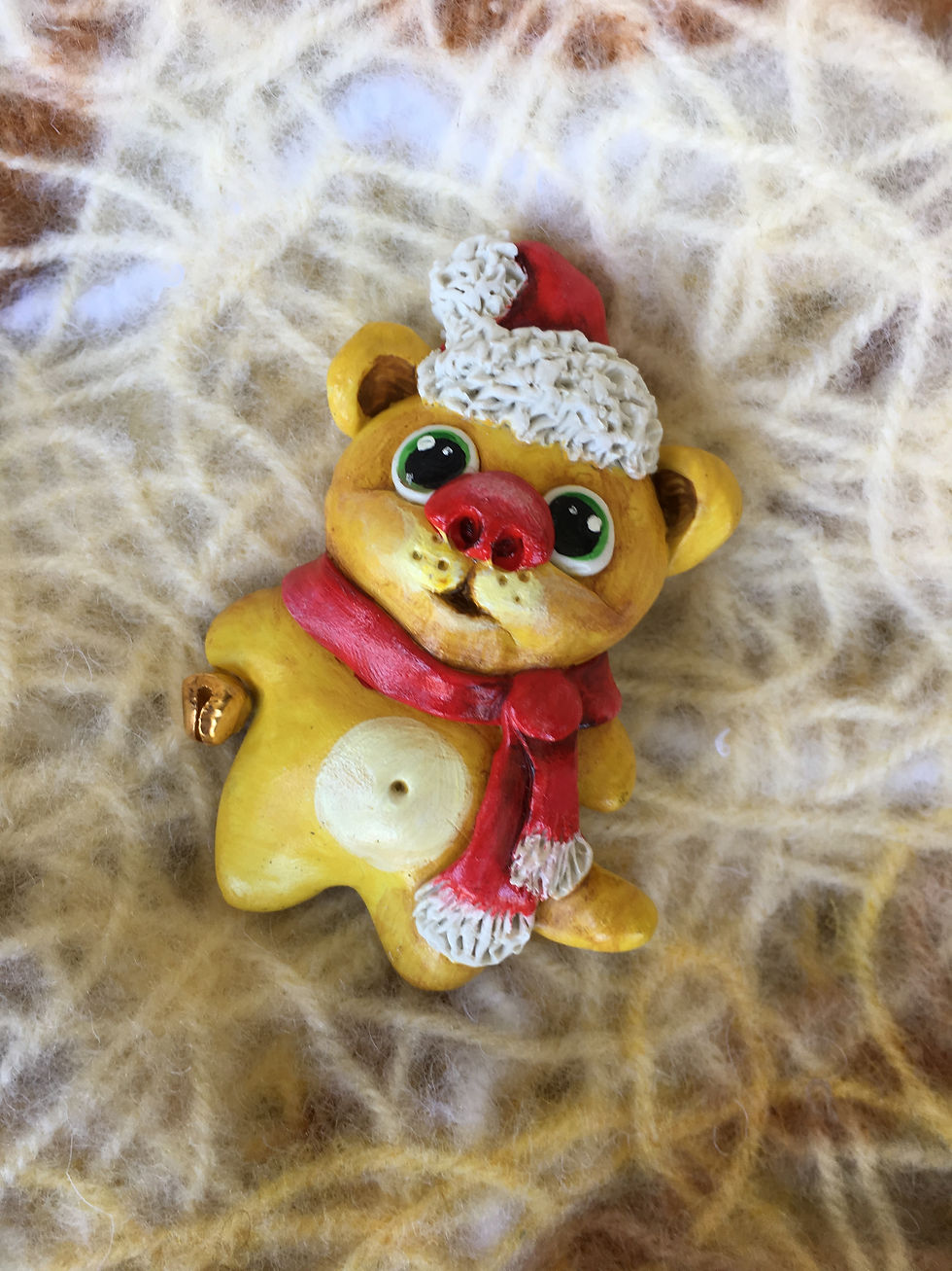 Yellow kitty brooch
