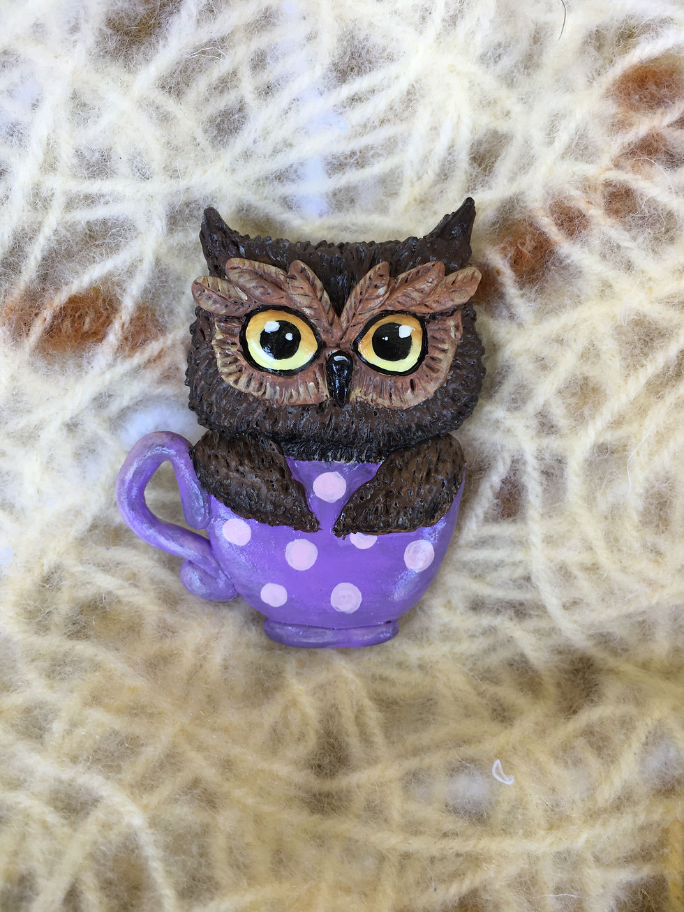 Owl in a cup brooch