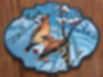 Waxwings painting on wood