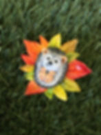 Leaf peeping hedgehog brooch