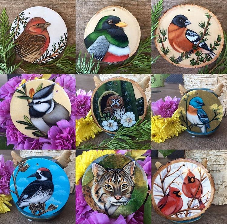 Set of wildlife hand painted magnets