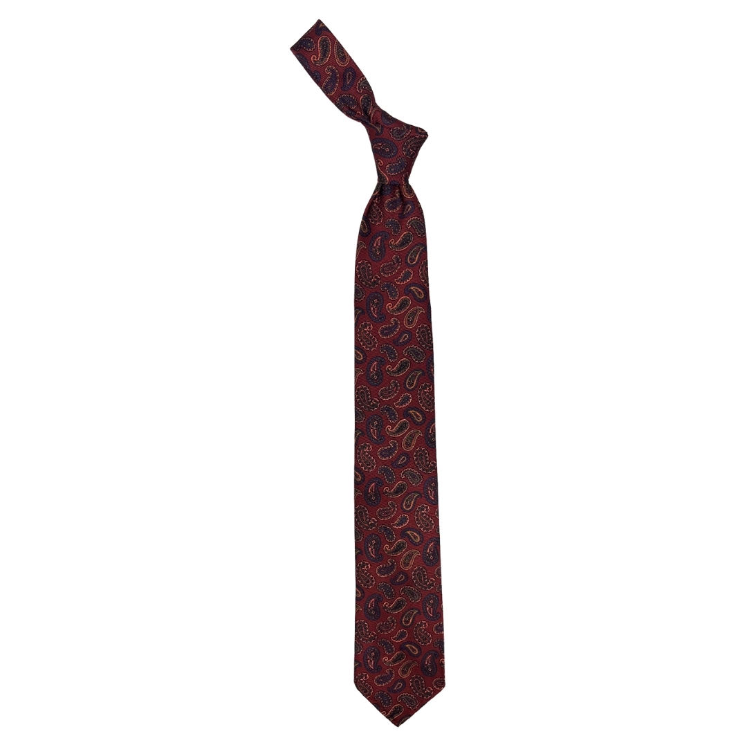 Vincenzo Paisley Tie in Burgundy