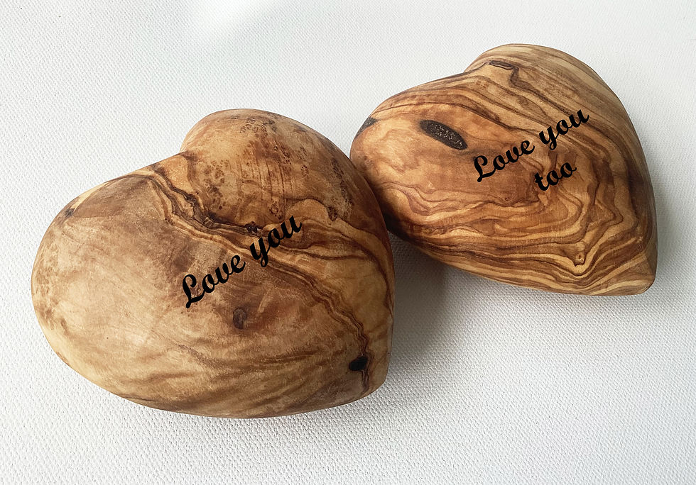 Thumbnail: Personalised Engraved Solid Olive Wood Heart