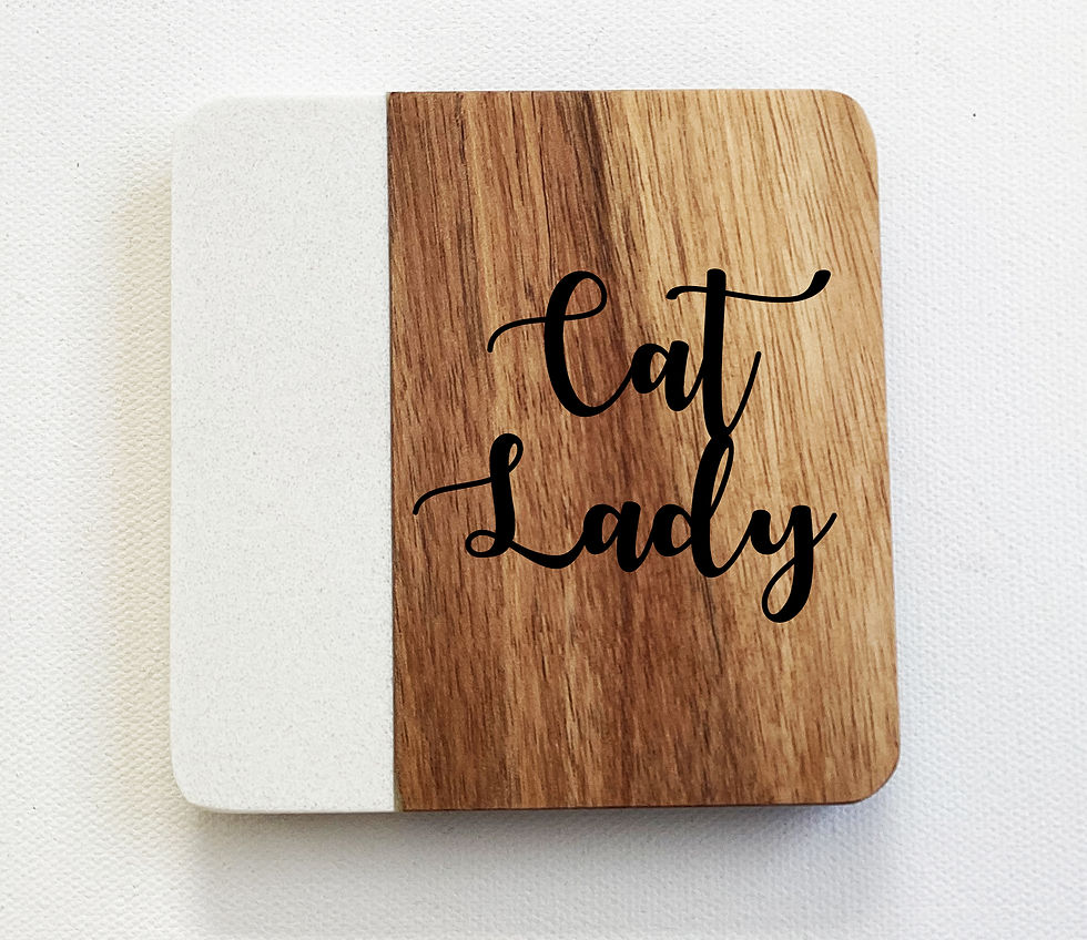 Thumbnail: Personalised Engraved Marble and Acacia Wood Coasters