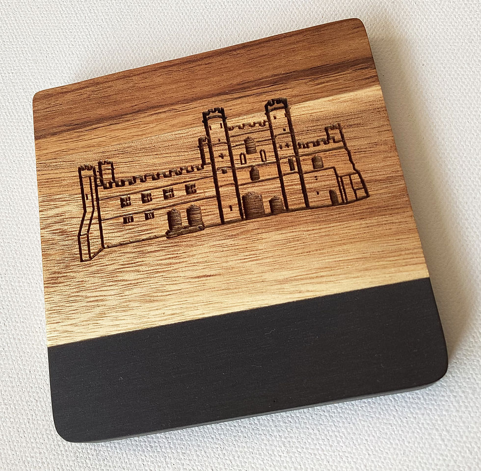 Thumbnail: Battle Abbey Engraved Solid Olive Wood Chopping Board and Coasters